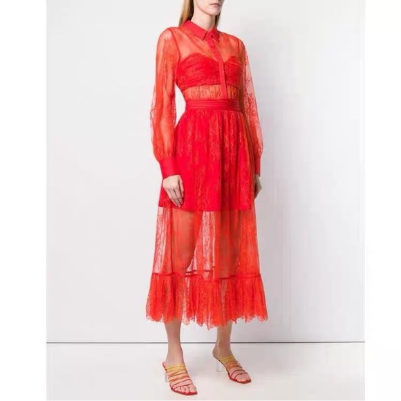 SELF-PORTRAIT Maxi Lace Dress w/ Tags Size: M | US6, UK10 - Picture 2 of 16